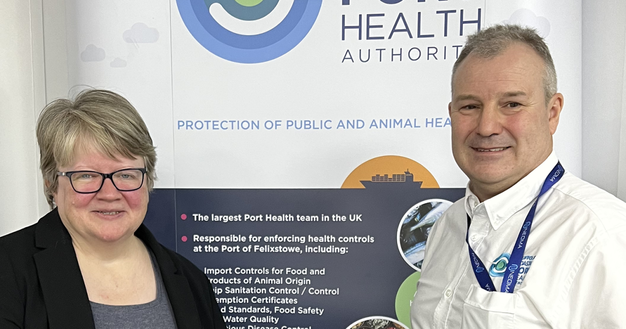 1. Thérèse Coffey and Richard Jacobs meet at SCPHA’s offices in the Port of Felixstowe to discuss the vital role of port health